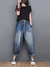 Women Spring Wahed Spliced Cotton Denim Pants