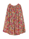 Plus Size Women Summer Artsy Flower Drwastring Ramie Skirt