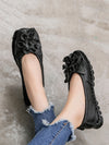 Women Vintage Summer Leather Flower Spliced Shoes