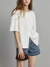 Plus Size Women Summer Casual Split Hem Pleat Spliced Solid Shirt