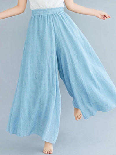 Loose Wide Leg Elasticity Solid Color Culotte Pants Trousers