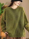 Women Autumn Casual O-Neck Pure Color Knit Sweater