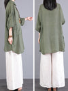 Plus Size Women Casual Summer Pocket 100%Linen Shirt