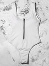 Solid Color Zipper One-Piece Swimwear