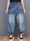 Women Spring Wahed Spliced Cotton Denim Pants