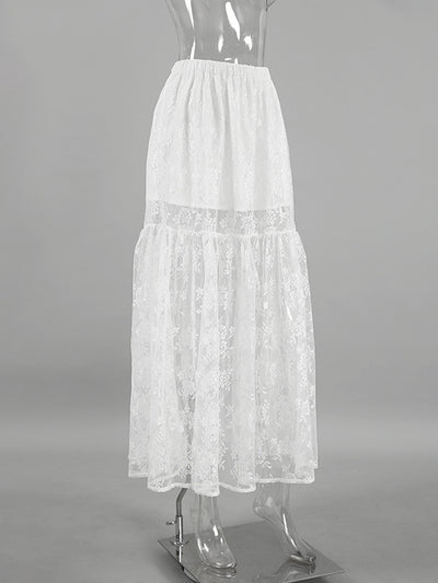 A-Line Loose Elasticity See-Through Split-Joint Skirts Bottoms