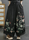 Women Spring Flower Embroidery Denim Wide-leg Pants