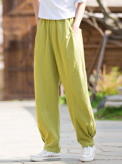 Women Winter Solid Fleece-lined Pants