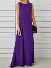 A-Line Loose Solid Color Round-Neck Maxi Dresses