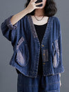 Women Retro Spring Spliced Big Pocket Denim Coat