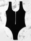 Solid Color Zipper One-Piece Swimwear