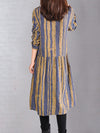 Plus Size Women Casual 100%Cotton Stripe Dress