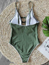 Solid Color Crochet-Knit One-Piece Swimwear