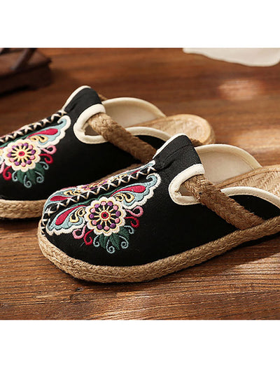 Women Retro Embroidered Casual Floral Shoes