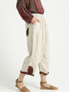 Plus Size Patchwork Linen Loose Elastic Waist Women Harem Pants