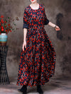 Plus Size Women Vintage Irregular Plaid Large Hemline Long Dress