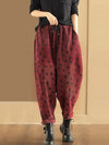 Plus Size Women Vintage Dot Corduroy Harem Pants