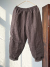 Women Winter Retro Solid Linen Harem Pants