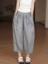 Women Vintage Embroidery Linen Summer Harem Pants