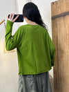 Women Vintage Solid Button Pocket O-Neck Cotton Blouse