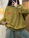 Women Autumn Embroidery Cotton Turtleneck Sweatshirt