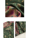 Women Autumn Vintage Flower Button-up Cotton Blouse