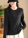 Women Autumn Casual Solid O-Neck Cashmere Blouse