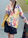 Women Casual Autumn Flower V-Neck Sweater