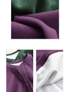 Women Autumn Pure Color Stand Collar Cotton Sweatshirt