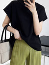 Loose Raglan Sleeve Solid Color Round-Neck T-Shirts Tops