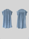 Plus Size Women Summer Casual Solid Blue Denim Dress