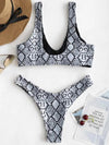 Snakeskin High Cut Bikinis Swimwear