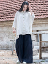 Plus Size Women Spring Solid Linen Loose Shirt