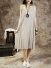 Plus Size Women Solid Color Cotton Vest Dress