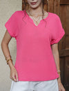 Loose Raglan Sleeve Solid Color V-Neck T-Shirts Tops