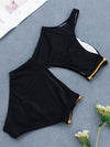 Single Shoulder Zipper Side One-piece Swimwear