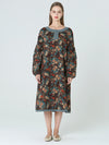 Plus Size Floral Long Sleeve Spring Autumn Loose Long Dress