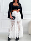 A-Line Loose Elasticity See-Through Split-Joint Skirts Bottoms