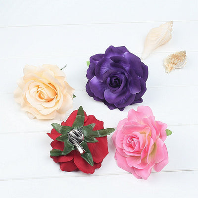 bohemian plaid flower cloth hair clip 1 piece