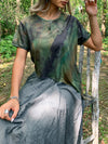 Irregular Clipping Short Sleeves Asymmetric Split-Joint Tie-Dyed Round-Neck T-Shirts