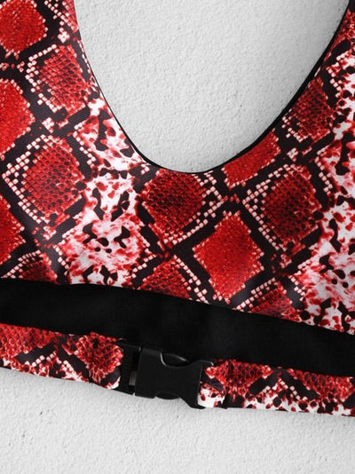 Snakeskin High Cut Bikinis Swimwear