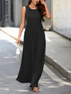 A-Line Loose Solid Color Round-Neck Maxi Dresses