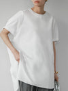 High-low Loose Elasticity Solid Color Split-side Round-neck T-Shirts Tops