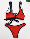 Sport-Style Solid Color Bandage Bikini Swimsuit