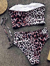 Strapless High Waist Leopard Bikinis Swimsuit