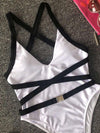 Solid Color Bandage One-Piece Swimwear