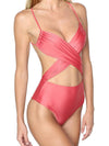 Solid Cross-Tie Backless One-Piece Swimsuit