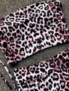 Strapless High Waist Leopard Bikinis Swimsuit