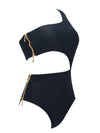 Single Shoulder Zipper Side One-piece Swimwear