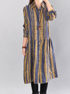 Plus Size Women Casual 100%Cotton Stripe Dress